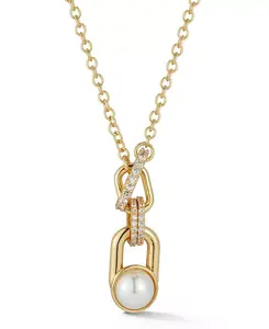 Ожерелье из позолоченных жемчужных переплетённых звеньев Rachel Zoe, gold