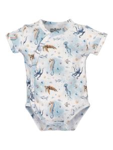 Nini Боди с короткими рукавами, украшенное белыми морскими обитателями