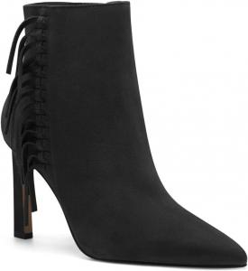 Женские ботильоны FOWT с бахромой и кисточками, на высоком шпильке, с короткой обувной колодкой, заостренным носком, черного цвета, боковая молния, верх из замши, для женщин, зимне-осенние теплые рабочие и повседневные туфли, размеры 4-16 US