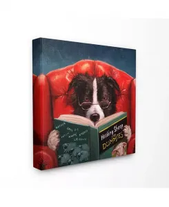 Пастушья собака, чтение для чайников, смешная картина, холст, настенное искусство, 17 дюймов в ширину x 17 дюймов в высоту Stupell Industries, multi