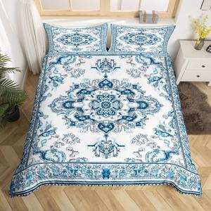 Erosebridal Винтажный комплект постельного белья с цветочным принтом в светлых тонах, ретро стиль, Beige Blue