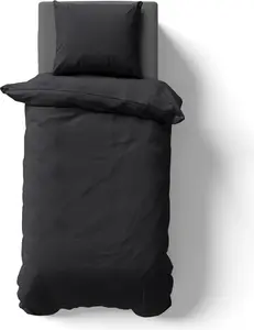 Комплект постельного белья из микрофибры, однотонный, 3 предмета, 200x200 см + 2 наволочки 80x80 см на молнии, черный Müskaan