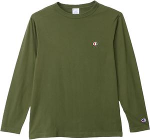 Мужская базовая футболка с длинным рукавом Champion C3-P401Z, длинный рукав, круглый вырез, 100% хлопок, вышивка логотипа в одну точку, футболка с длинным рукавом, мужская базовая модель, темно-зеленый