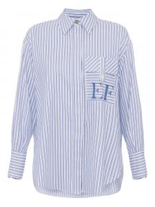Рубашка из хлопкового поплина в полоску Elisabetta Franchi, синий