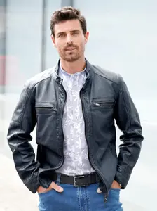 Кожаная куртка Marco Donati, без капюшона, голубой