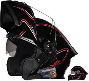 Шлем мотоциклетный ACLFFSHO Bluetooth женский, черный / красный / белый