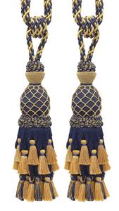 Подхватка для штор с кисточками DecoPro, синий / золотой