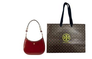 Сумка Emerson Leather с полумесяцем через плечо маленького размера женская бордовая TORY BURCH