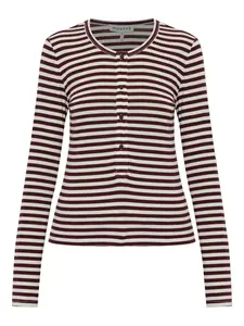 Полосатая футболка с длинными рукавами и застежкой на пуговицы MUNTHE, черный