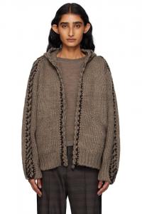 Вязаная толстовка на молнии с капюшоном Stitch Open Yy, коричневый