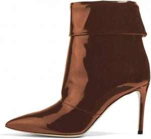 Женские тонкие ботильоны FSJ на шпильке с закрытым носком и высокой щиколоткой, зимние ботинки с воротником, размер 4-15 US, Brown