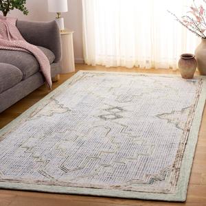 Ковер SAFAVIEH, 122 x 183 см, - коллекция Ebony - Green & Ivory, ручной работы из шерсти, идеально для гостиной, спальни, столовой (EBN822Y)