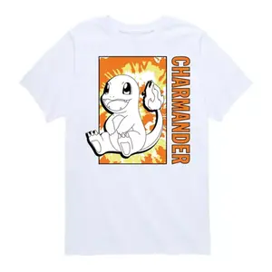 Футболка для мальчиков 8-20 лет с принтом Charmander в стиле тай-дай Licensed Character, белый