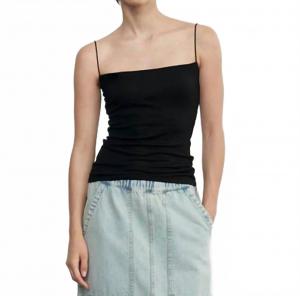 Enza Costa Топ на бретелях из хлопка супима, черный