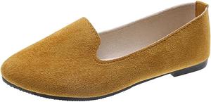 Женские балетки с зауженным носком, слипоны из искусственной замши, удобные лоферы для бизнеса и повседневной носки, подходящие для ходьбы и платьев Heluqu, Yellow