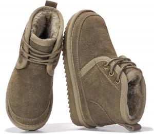 Детские ботинки Project Cloud из 100% натуральной кожи - легкие ботинки на меховой подкладке для девочек и мальчиков с стелькой из пенной памяти - нескользящая зимняя обувь для детей (Nevada), Taupe Suede