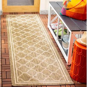 Ковер SAFAVIEH, 69 x 549 см, Washable Rug Outdoor Courtyard Collection - Runner, Brown & Bone, без линьки и легкий в уходе, идеален для патио, прихожей, гардеробной, коридора, кухни (CY6918-242)