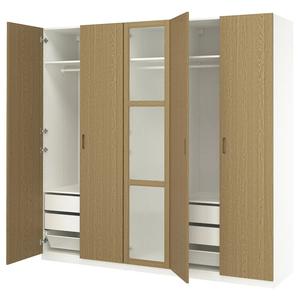 Гардероб PAX/TONSTAD IKEA, 250x60x236 см, цвет white/oak veneer glass