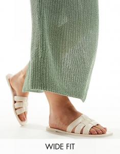 Сандалии Fame из плетеной желатиновой ткани Wide Fit бежевого цвета Asos Design Wide Fit
