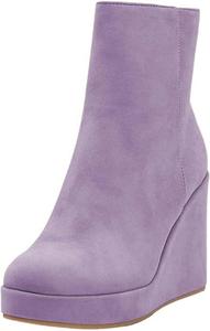 Женские ботильоны с круглым носком на танкетке с высокой платформой, боковой молнией, стильные нарядные короткие ботинки, размеры 4-16 US Wansseny, Light Purple