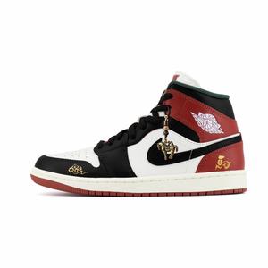 Кроссовки баскетбольные Air 1 Immediate Success Mid top устойчивые к истиранию винтажные унисекс красный белый Jordan, черный/красный