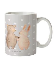 Детская кружка с изображением обнимающихся медведя и кролика, без преувеличения, пастельно-серого цвета. Mr. & Mrs. Panda