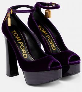 бархатные платформенные туфли-лодочки Tom Ford, Purple