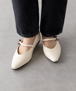 Металлические детали, ремень, V-образный вырез, плоские ботинки KNF-TP Setup7, цвет Ivr