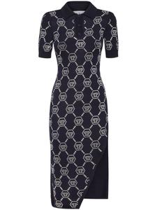 Платье-поло с монограммой Philipp Plein, синий