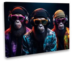 Картина на холсте Hustling Sharks Three Cool Monkey, черный