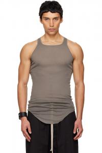 Rick Owens Базовая ребристая майка серого цвета с изображением храма