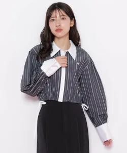 Рубашка с двойным воротником и боковой лентой Jill By Jill Stuart, цвет Charcoal Stripe 1