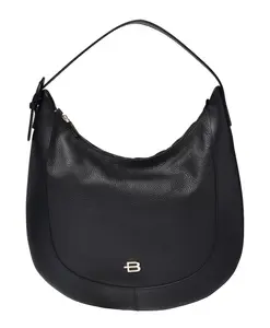 Сумка-Хобо из зернистой кожи Baldinini, черный