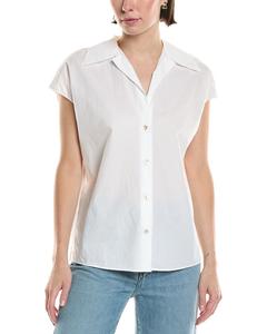 Блузка с воротником-стойкой и рукавами-крылышками Vince, белый