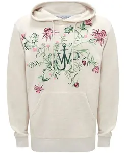 Хлопковое худи R с цветочной вышивкой Jw Anderson, бежевый