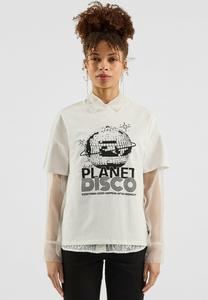 Футболка QS Print T-shirt, Ecru/Beige