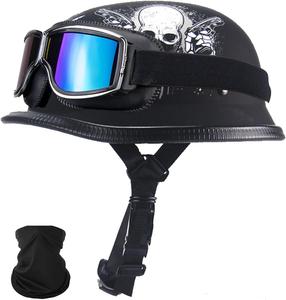 Шлем винтажный YIYHFKM мотоциклетный, черный / белый