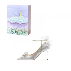 ROBINHOOD Туфли на высоком каблуке Purple Moon Galaxy Box Slim Heel, женские, серебристые