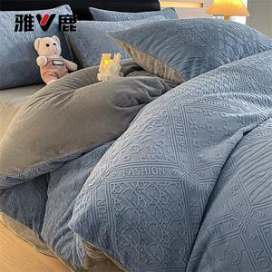 Yalu Комплект постельного белья 1.8м, 4 предмета: пододеяльник 200x230 см, простыня, 2 наволочки, цвет Eric - сапфировый синий + классический серый