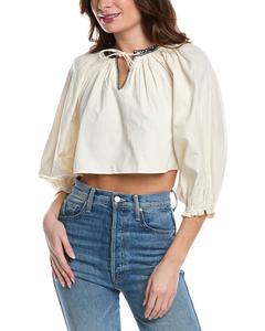 RE/DONE Викторианская обрезанная блузка REDONE, белый