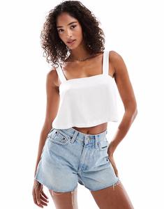 Белая майка с квадратным вырезом ASOS DESIGN из льна