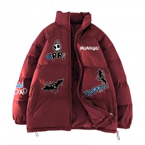 Пуховик Unisex Stand Collar Moderate Padded HUANQIU, maroon