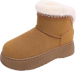 Женские зимние ботинки IWIHMIV на платформе, теплые ботильоны на улицу, удобные, с круглым носком, нескользящие, короткие, Brown