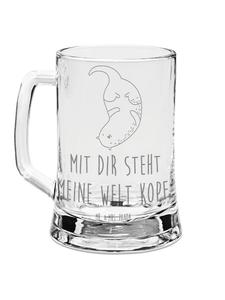 Пивная кружка с изображением выдры вверх дном и надписью на прозрачном фоне Mr. & Mrs. Panda