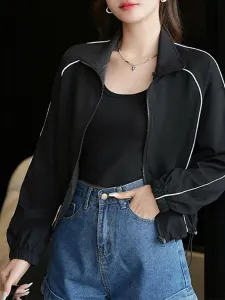 Укороченная спортивная куртка, верхняя одежда, длинный рукав Doux Belle, цвет Black