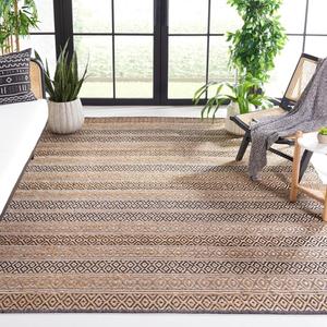 Ковер SAFAVIEH, 183 x 275 см, Natural Fiber Collection, Black & Natural, плоское плетение в деревенском геометрическом дизайне из джута, идеально для помещений с высокой проходимостью в гостиной, спальне (NF379Z)