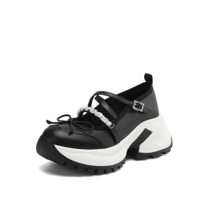 Rosa Bianca Туфли Мэри Джейн на массивном каблуке 6 см женские черные с овчинной стелькой, цвет Black (Sheepskin Insole)