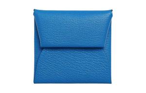 HERMES Кошелёк для монет из козьей кожи, Sambal Blue & Mint Green