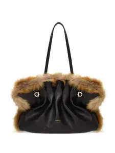 Сумка через плечо среднего размера с отделкой из мягкой телячьей кожи Ferragamo, коричневый