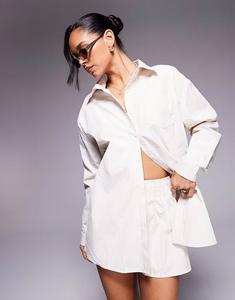 Рубашка свободного кроя Missyempire из поплина в нейтральную полоску